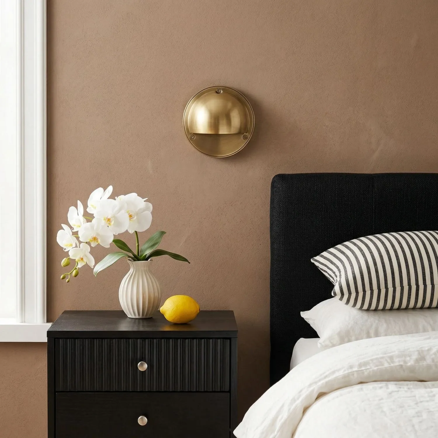 Ardelume Industrial Brass Wall Lamp - Weathered Metal Minimalist Indoor Sconce for Bedroom or Entryway T1207