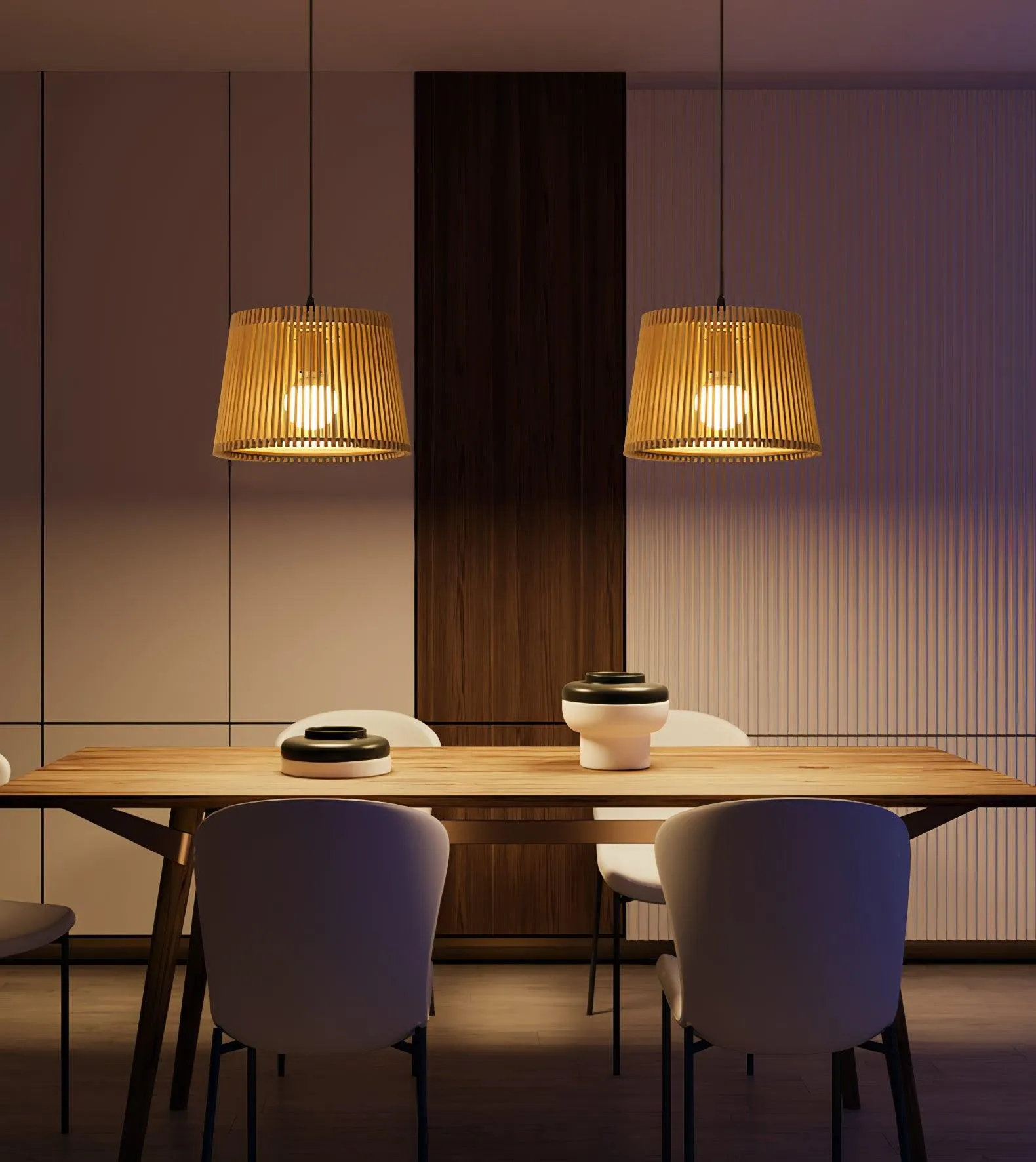 Wooden Log Color Cage Pendant Light M319