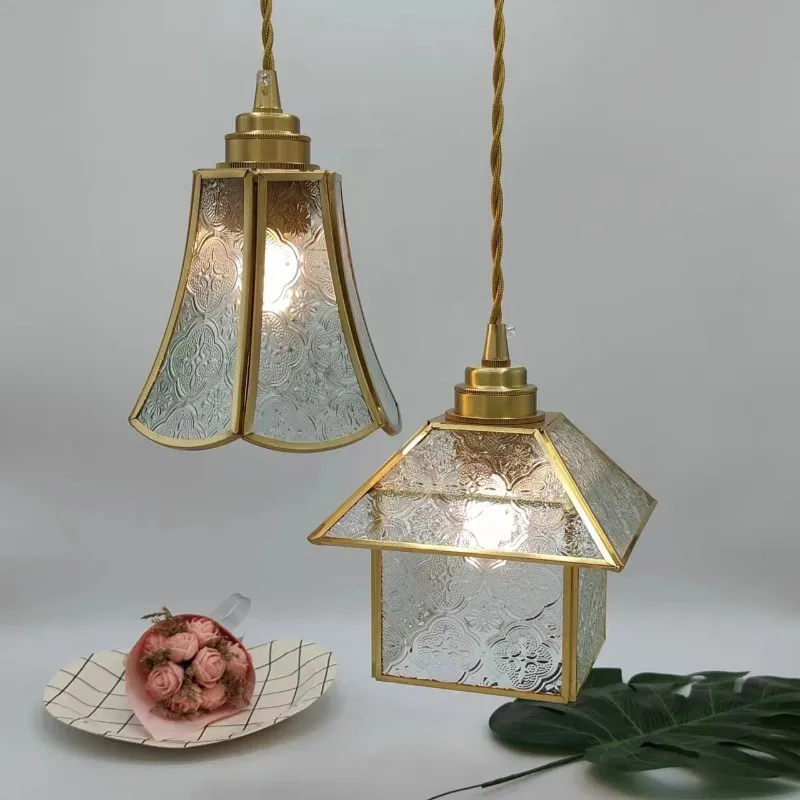 Japanese Vintage Begonia Glass Pendant Light