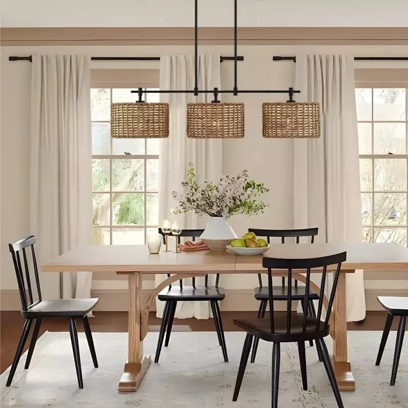 Raphael 3 Light Dimmable Drum Rattan Pendant Lamp S106