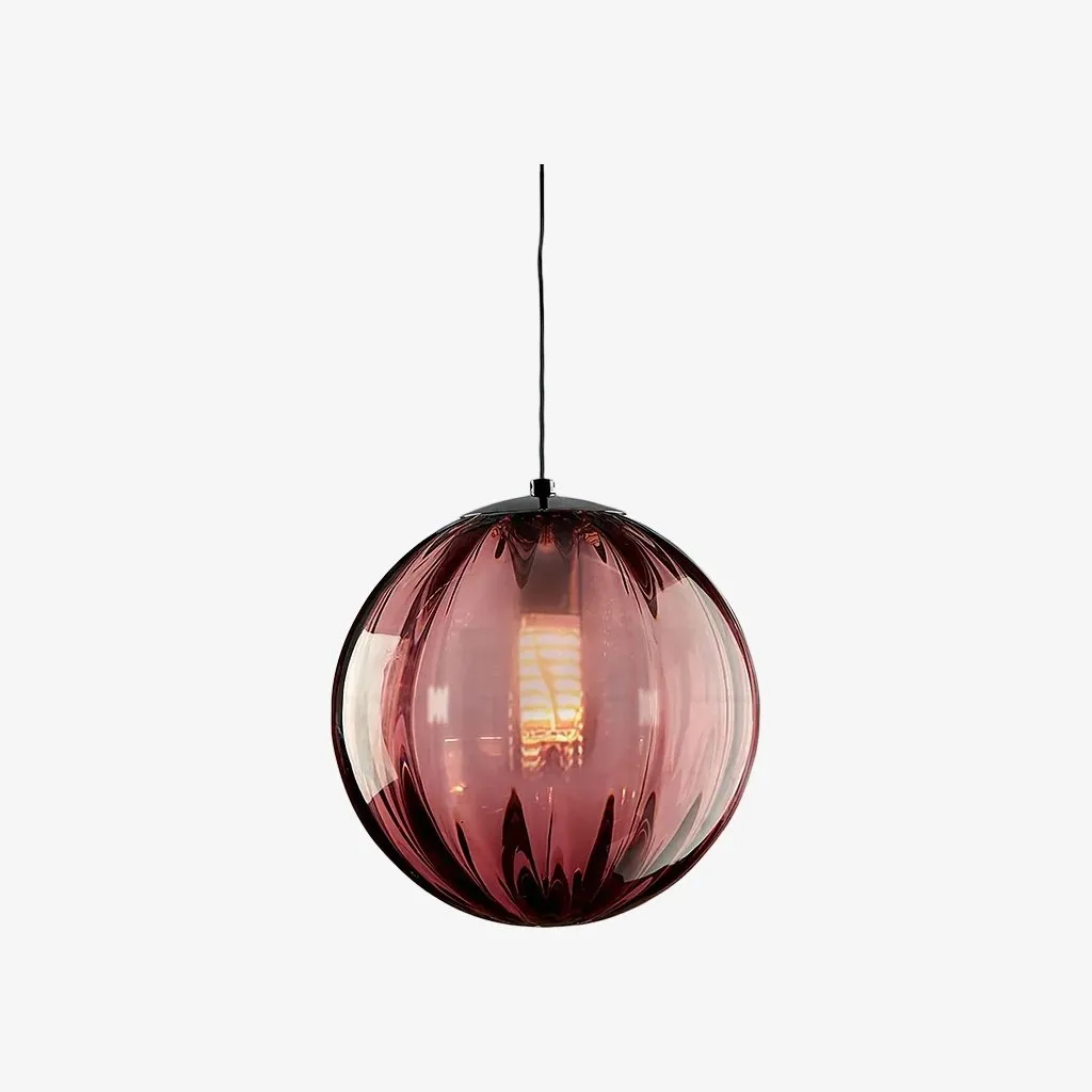 Lunorie Iron Metal Glass Globe Pendant Light - Sculpted Adjustable Pendant for Dining Spaces T570
