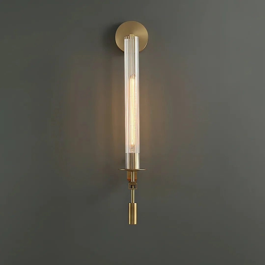 Ribbed Glass Wall Lamp with Slim Metal Base – Classic Meets Modern S229