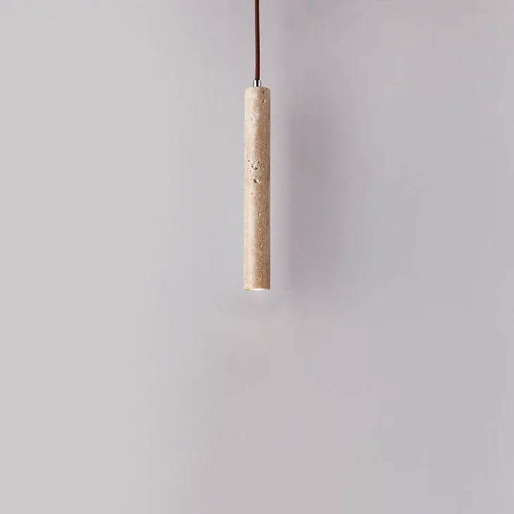 Japanese Wabi Sabi Yellow Travertine Cylinder 1-Light Pendant Light G33