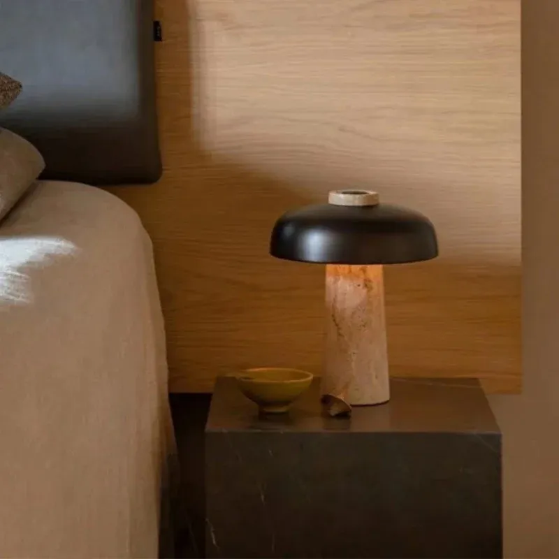 Mushroom Table Lamp - Modern Travertine for Bedroom M503