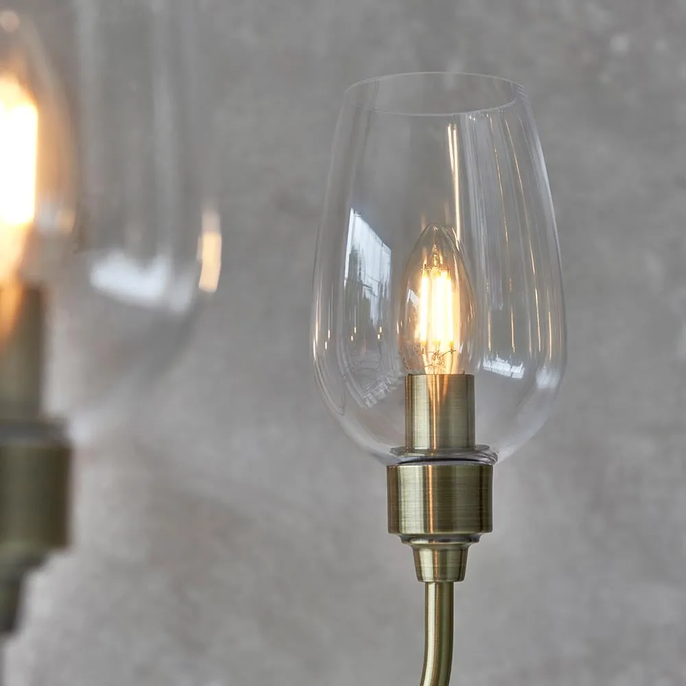 Clarione Art Deco 6-Light Linear Chandelier with Blown Glass Shades for Kitchen T930