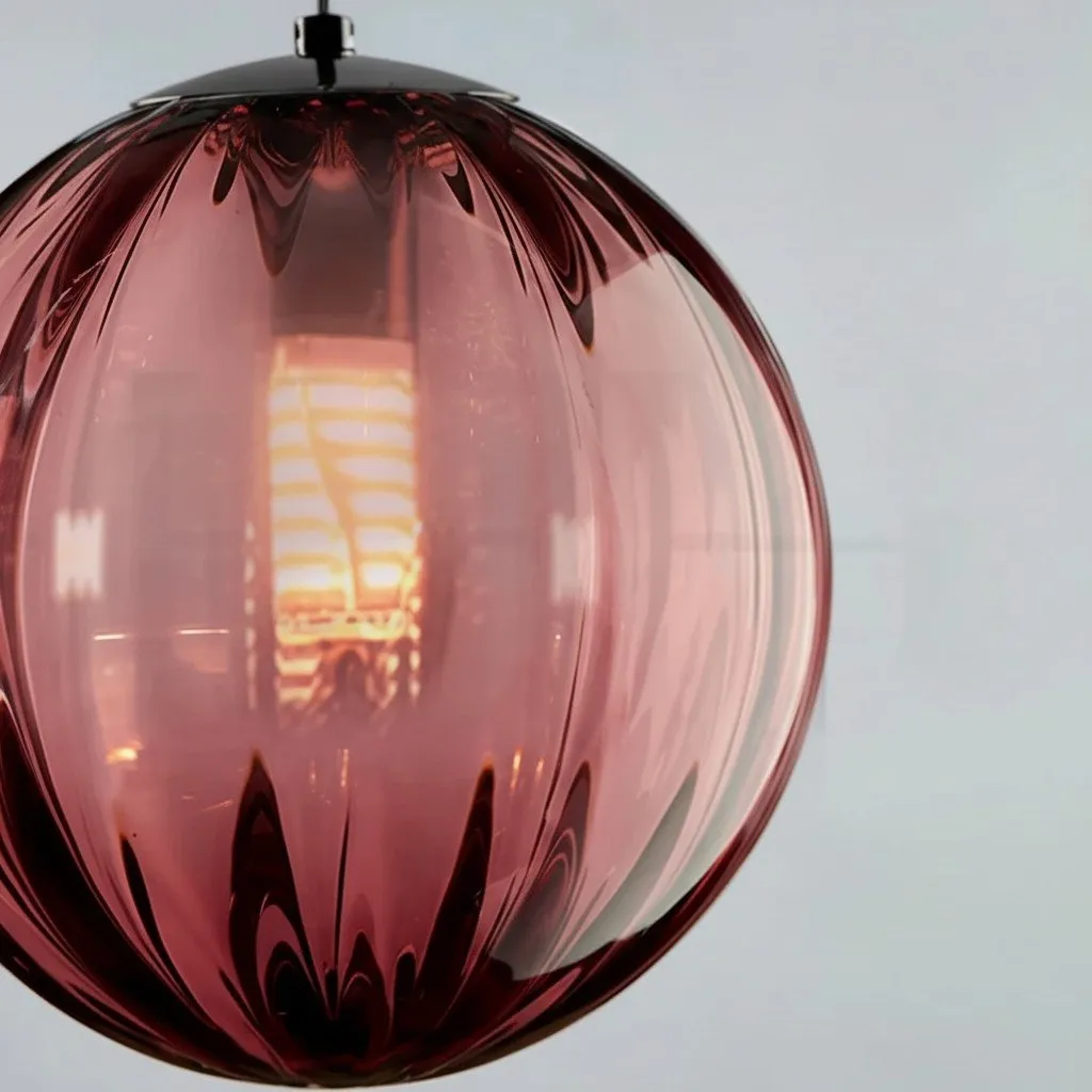 Lunorie Iron Metal Glass Globe Pendant Light - Sculpted Adjustable Pendant for Dining Spaces T570