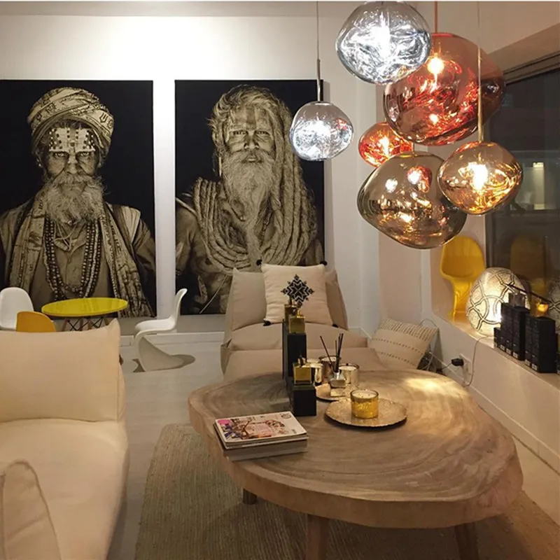 Glass Dynamic Pendant Light - Artistic Metallic Glow Pendant for Dining Area S54
