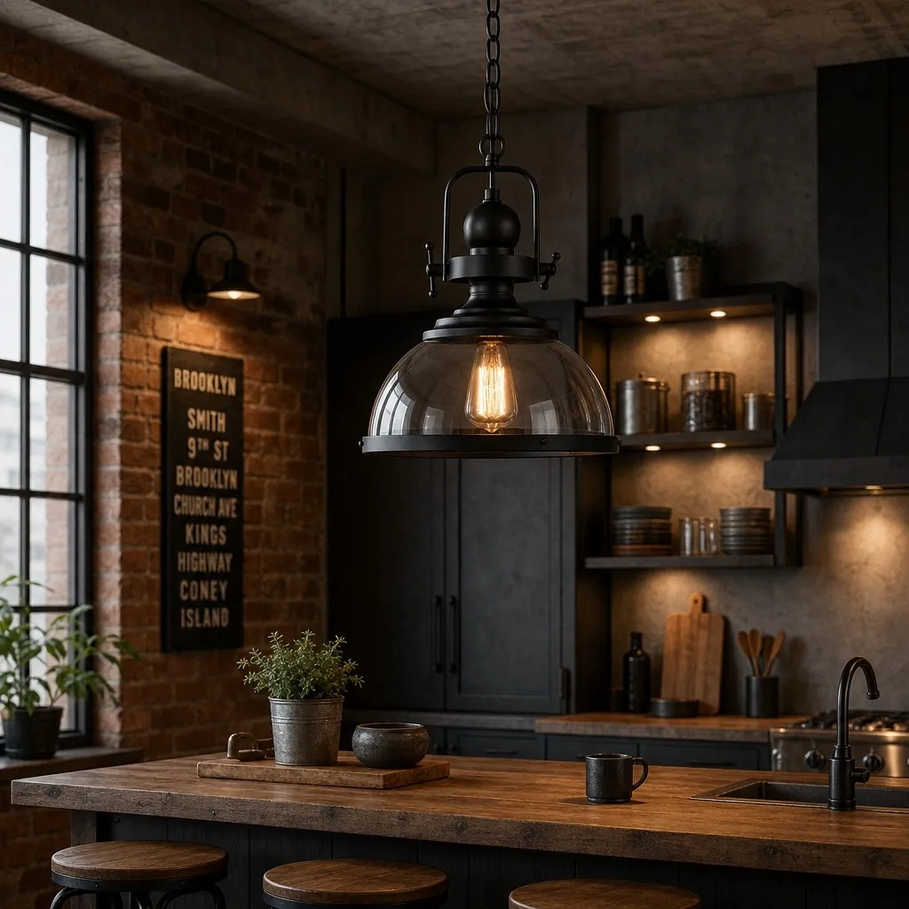 Ivoran Industrial Metal Smoky Glass Pendant Lamp - Suitable for Kitchen Island T2245