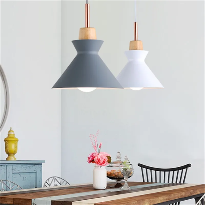 MULTI Scandinavian Metal Wood Macaroon Pendant Light for Bedroom S32