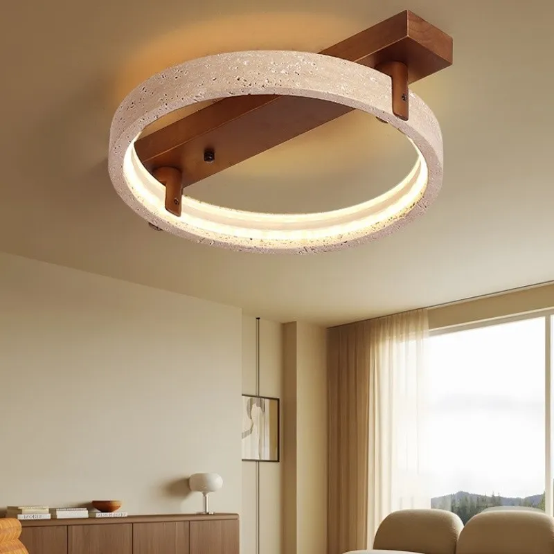 Modern Ring Horizon Travertine Ceiling Lamp for Living Room S300