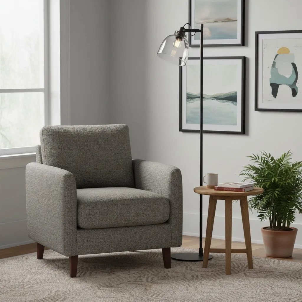 Readium Industrial Floor Lamp - Adjustable Glass Head Metal Base for Living Room and Bedroom T869