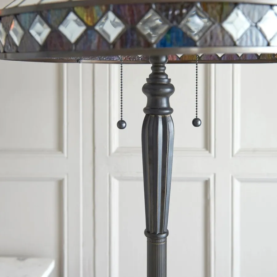 TF Fargo Geometric Glass Tiffany Lamp - Art Deco Table or Floor Light T643