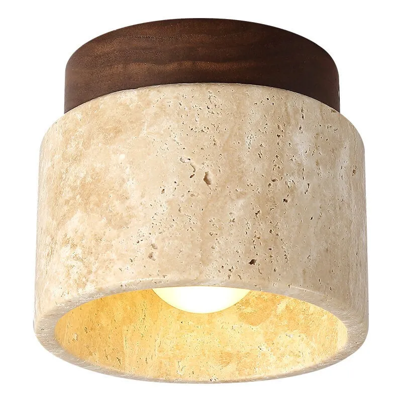 Natural Stone Travertine Ceiling Light - Minimalist Cylindrical Lamp G31