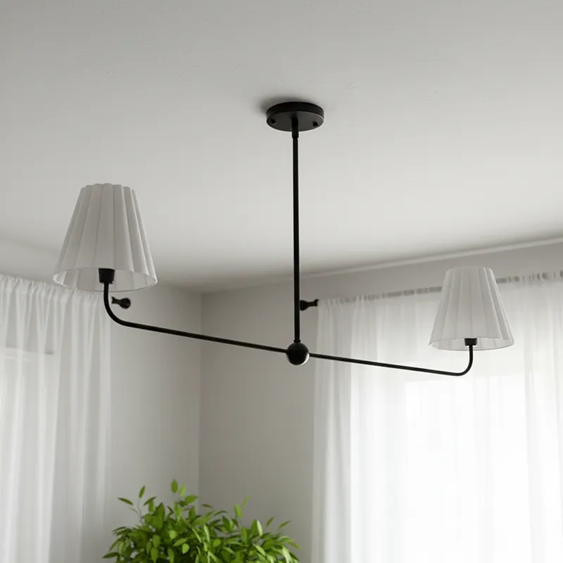 Ruffmeto Ruffled Shade Metal Frame Chandelier for Dining, Entry and Living Room T690
