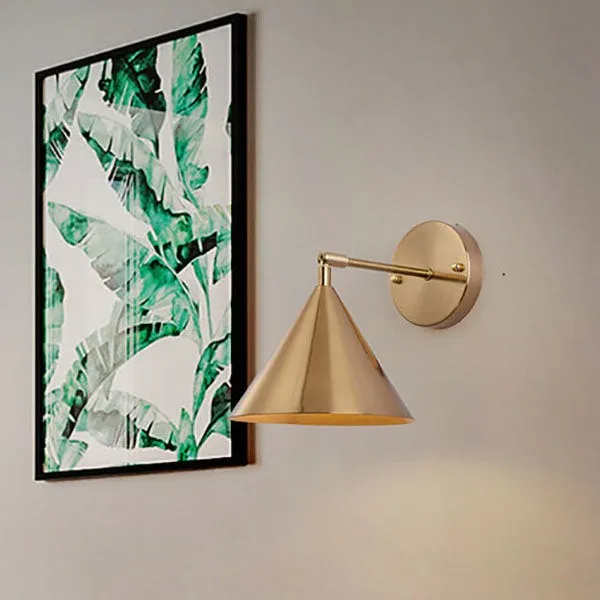 Modern Simple Iron Plated Brass Cone Round 1-Light Wall Sconce Lamp T179