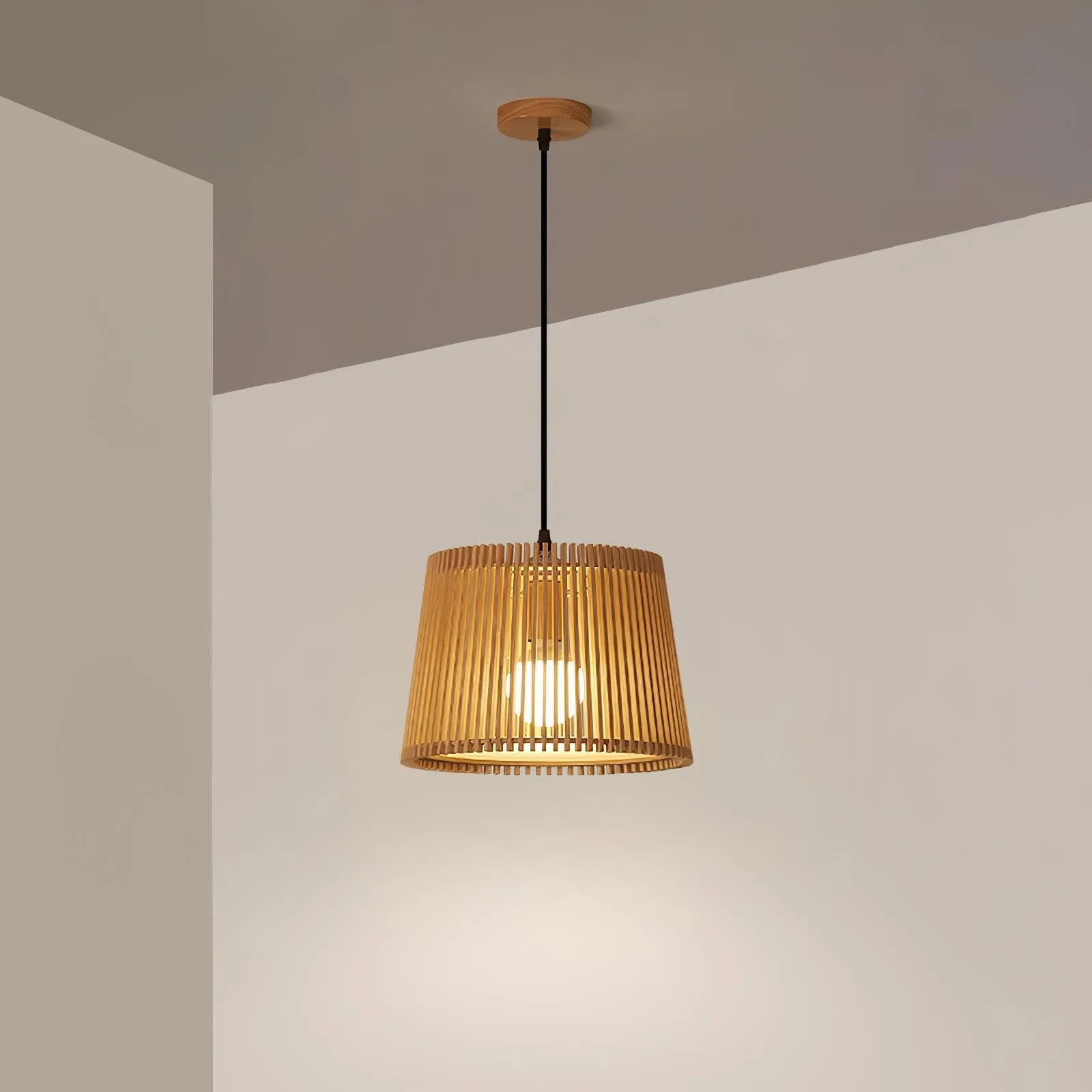 Wooden Log Color Cage Pendant Light M319