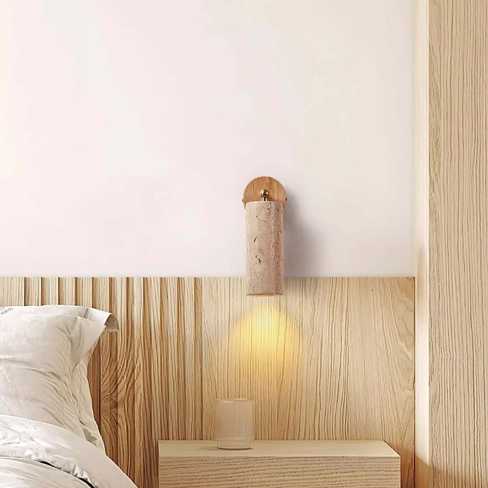 Travertine Walnut Spotlight Wall Lamp for Reading Work M40