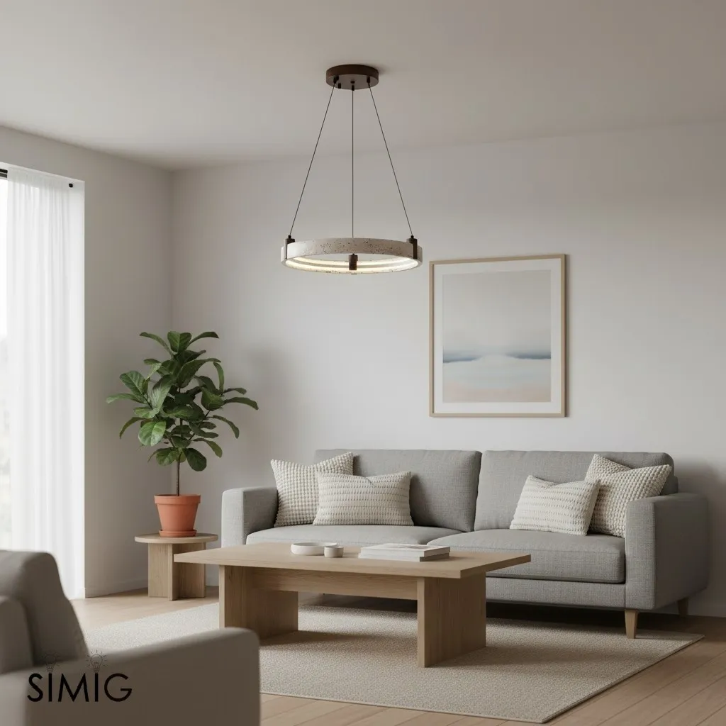 Simple Circular Travertine Pendant Lamp G29