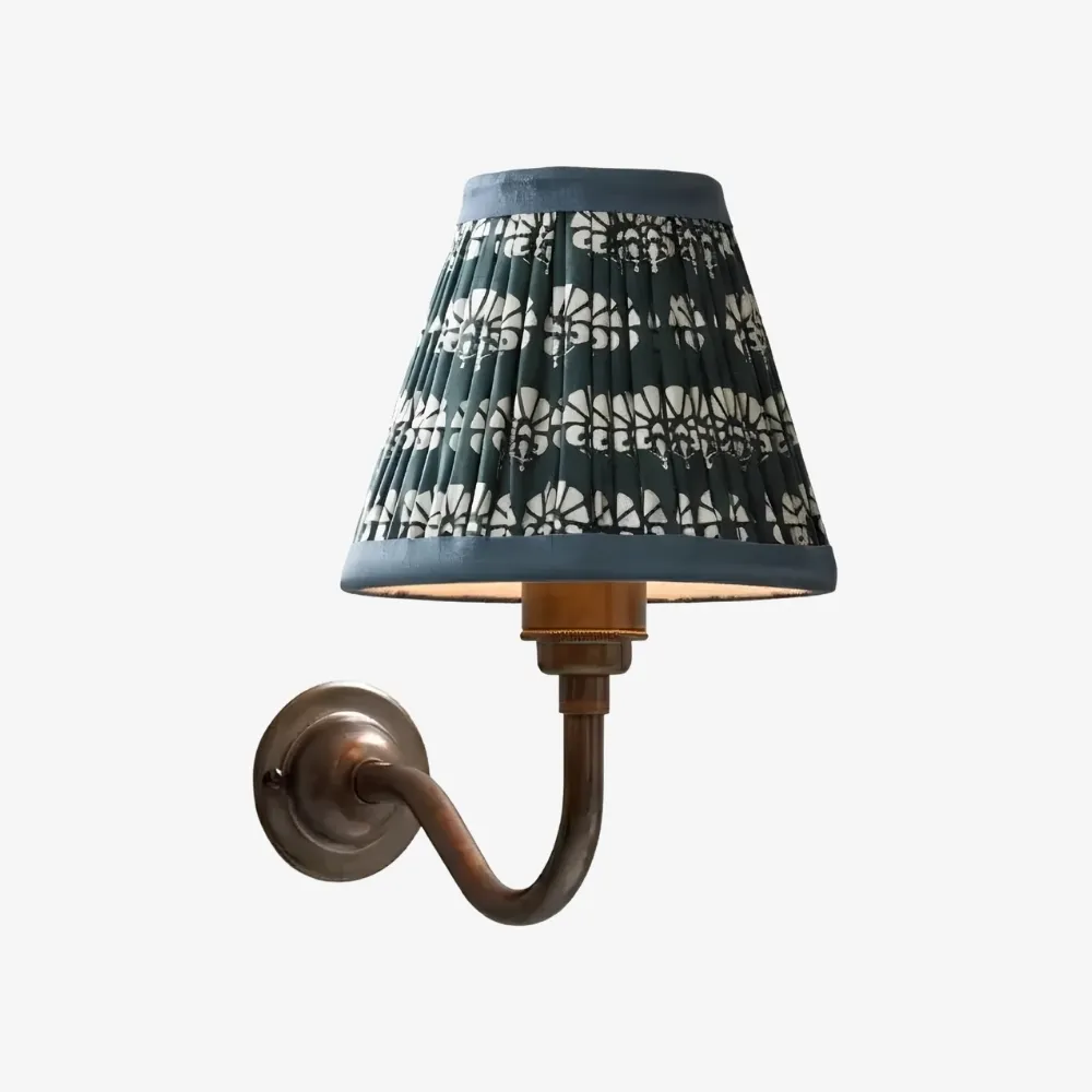 Cottaloy Vintage Fabric Curved Arm Wall Lamp for Living Room or Bedroom T2249