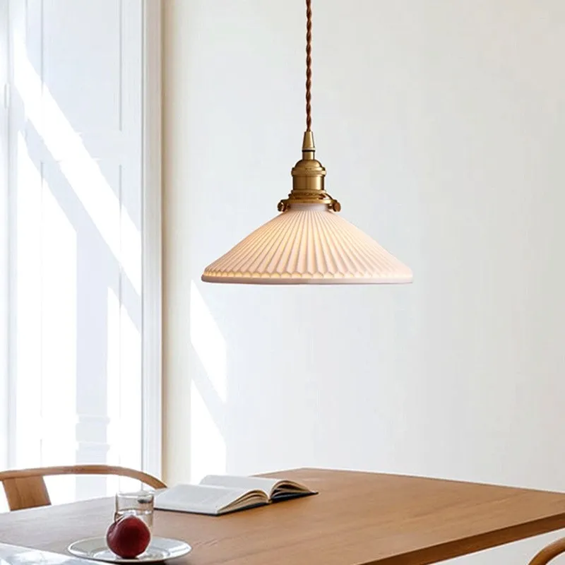Modern Pleated Ceramic Pendant Light S160