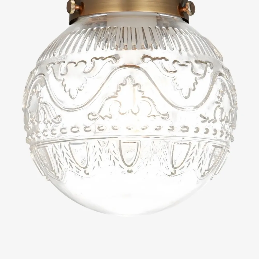 Naveliro Globe Glass Semi Flush Ceiling Lamp - Timeless Retro Bedroom Lighting T1082