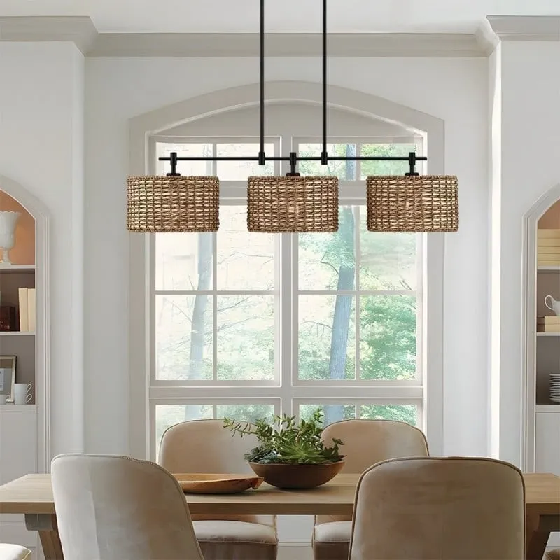 Raphael 3 Light Dimmable Drum Rattan Pendant Lamp S106
