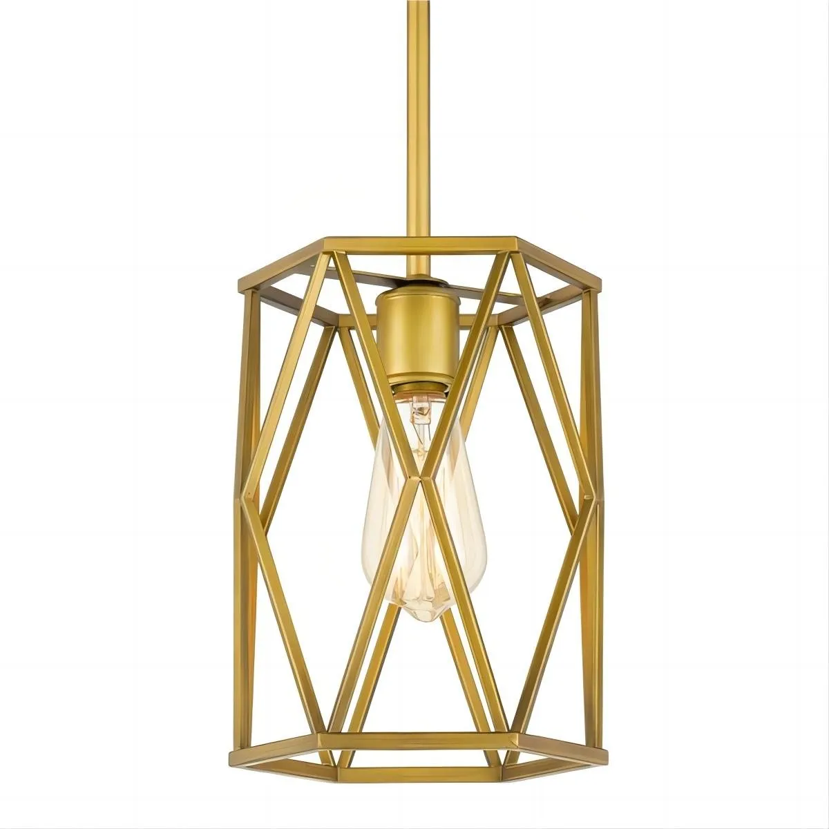 Antique Gold Cage Mini Cylinder Incandescent Pendant Lamp S123