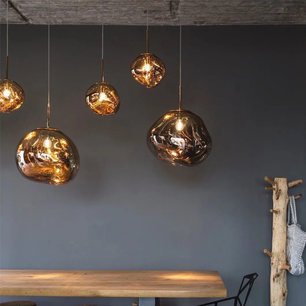 Glass Dynamic Pendant Light - Artistic Metallic Glow Pendant for Dining Area S54