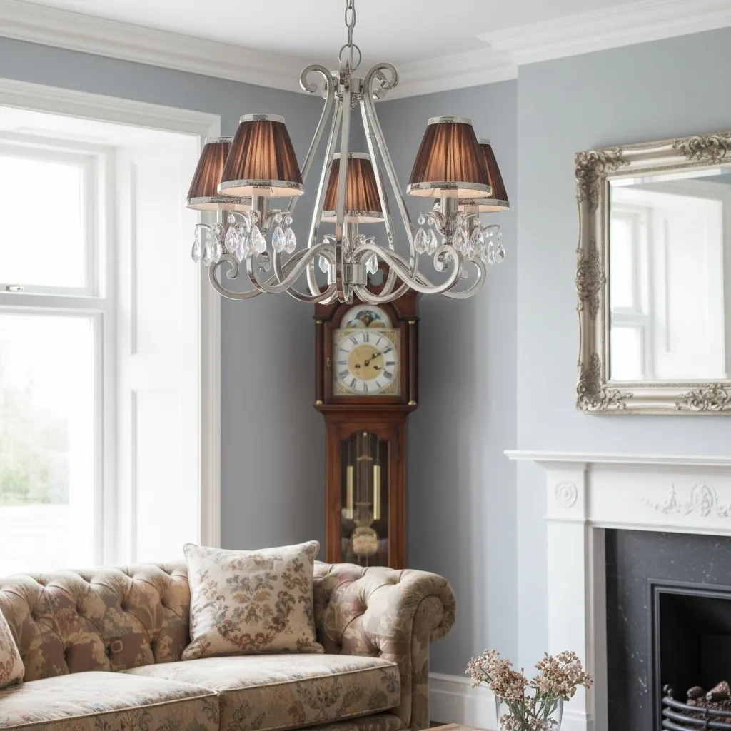 Talonis Multi-light Fabric Chandelier - Elegant Metal Curved Arms for Dining and Living T932