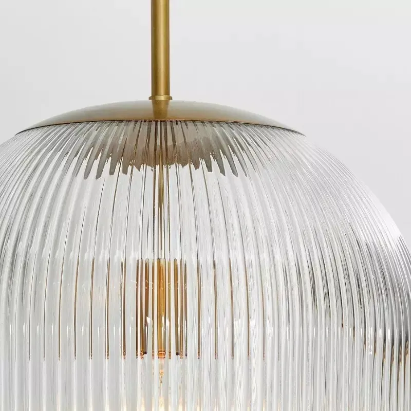 Alain Farmhouse Cooper Ribbed Glass Pendant Light G83