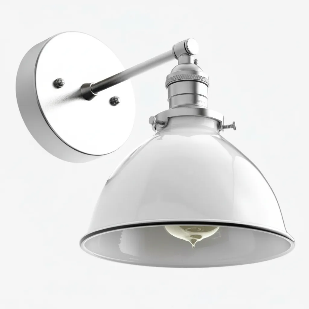 Conique Metal  Wall Sconce - White Metal Shade - Industrial Modern Lighting T307