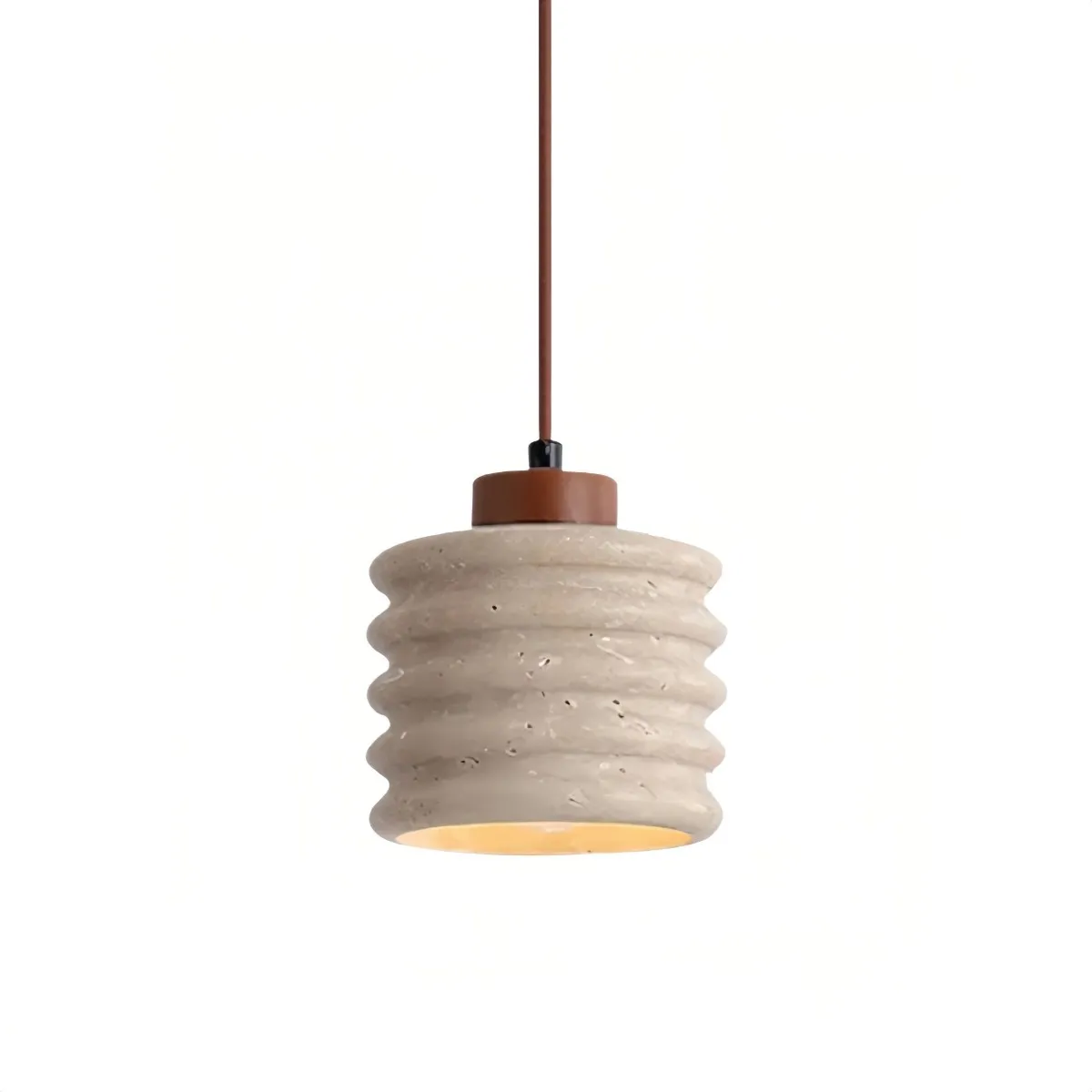 Textured Travertine Hanging Light - Minimalist Bedroom Pendant S265