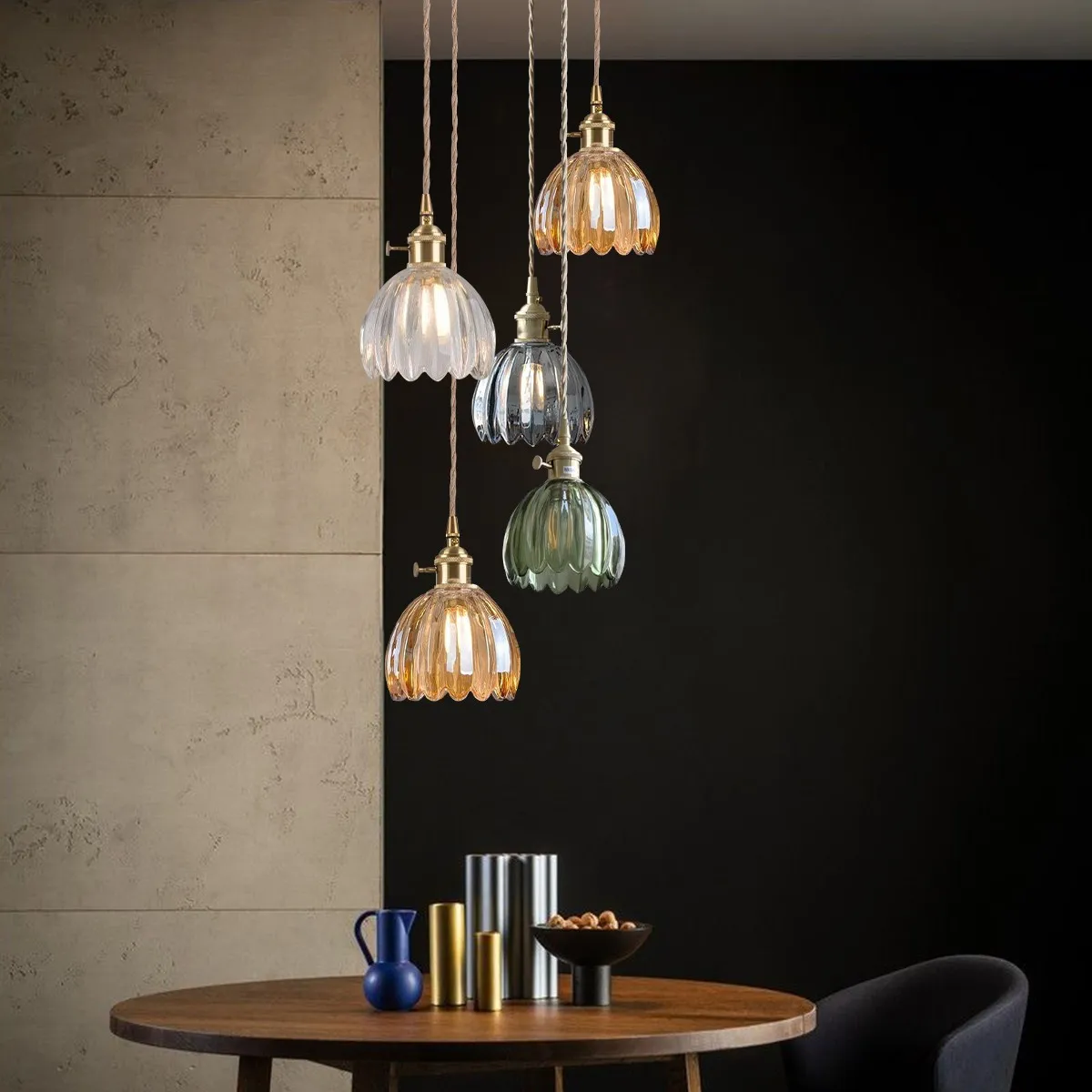 Japanese Retro Glass Flower Pendant Light S17