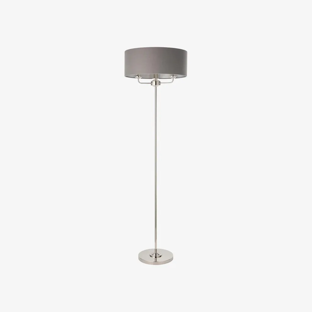 Tela Drum Shade Floor Lamp - Contemporary Fabric Standing Lamp for Home Office T1040