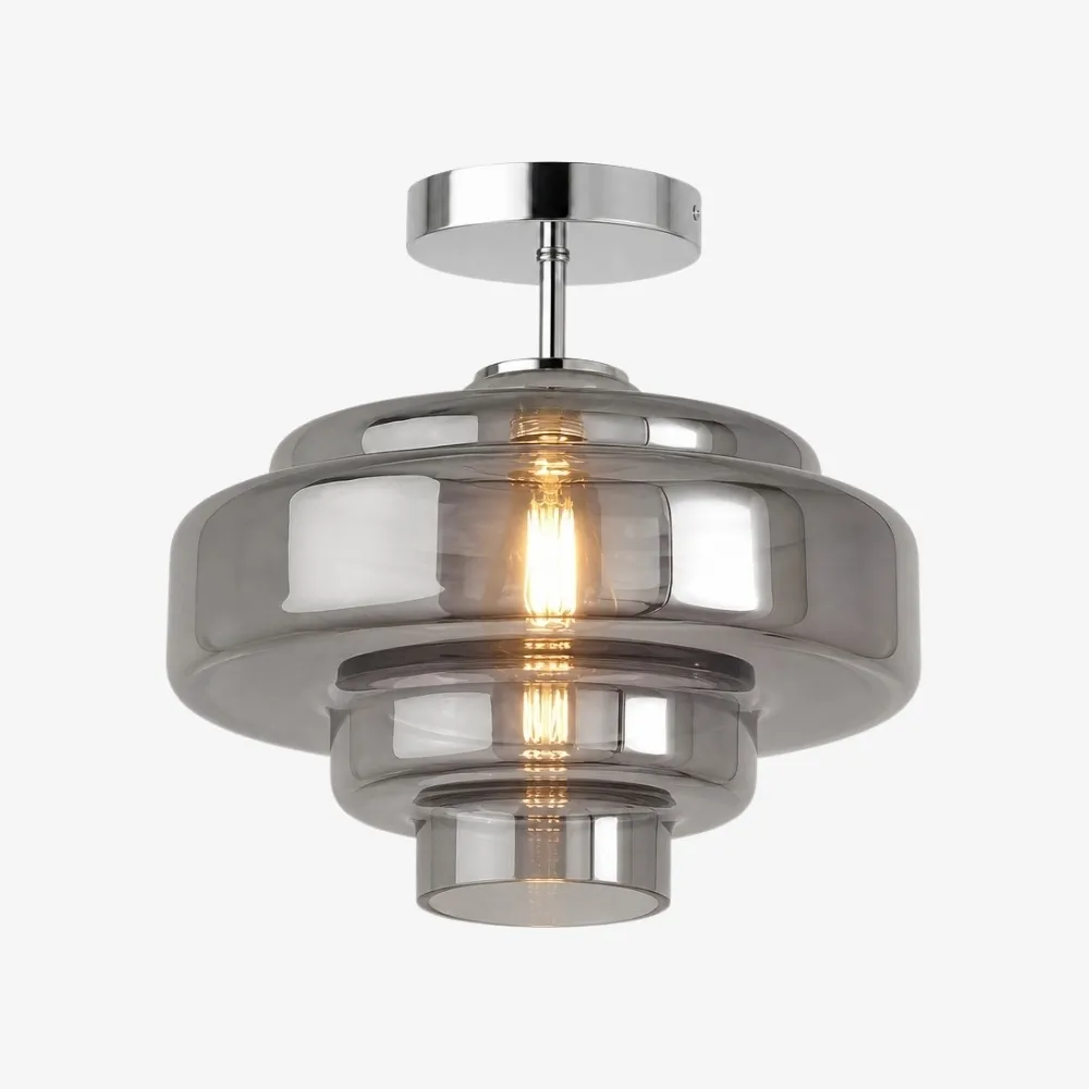 Koloro Glass Ceiling Light - Layered Rounded Design Lampshade for Hallway or Cloakroom T2251