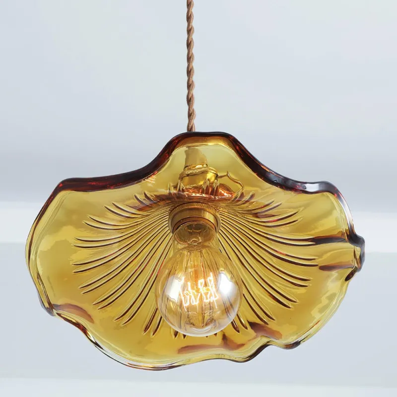 Vintage Glass Hibiscus Flower Pendant Light S129