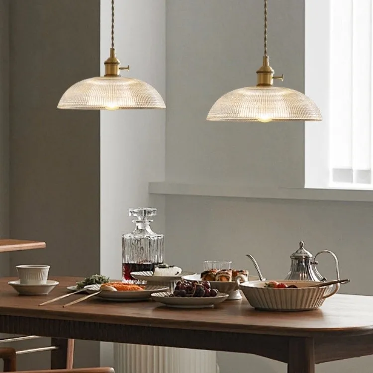 Modern Spiral Pendant Light – Textured Ribbed Glass Shade S225