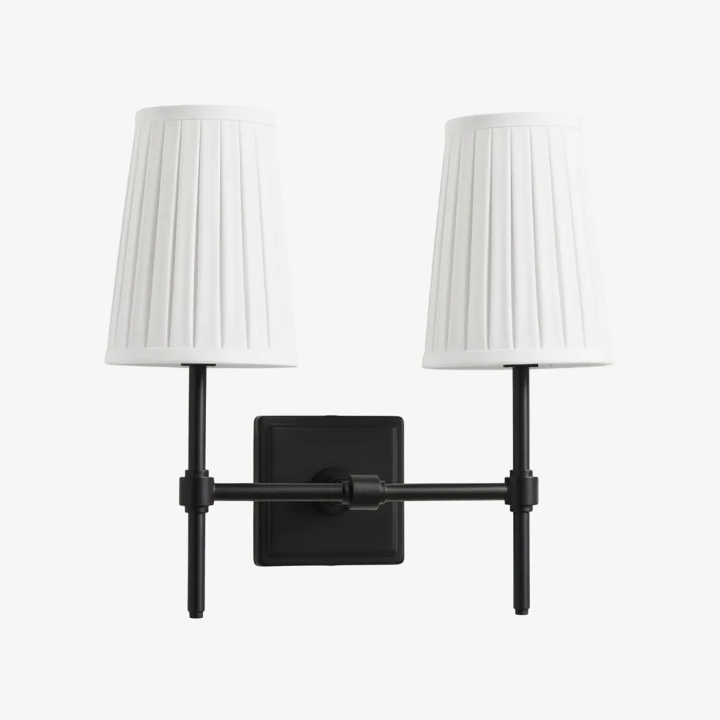 Derlina Stylish Retro Wall Lamp with White Linen Shades – Modern Industrial Design for Any Room T273