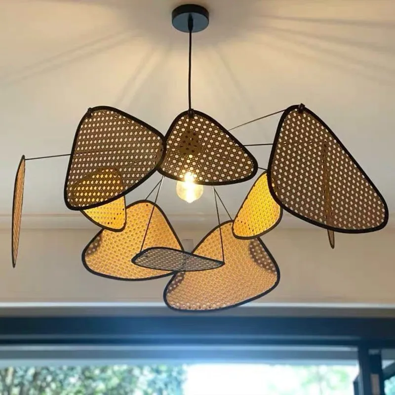 Screen Cannage Pendant Light - Woven Rattan Design for Living Room