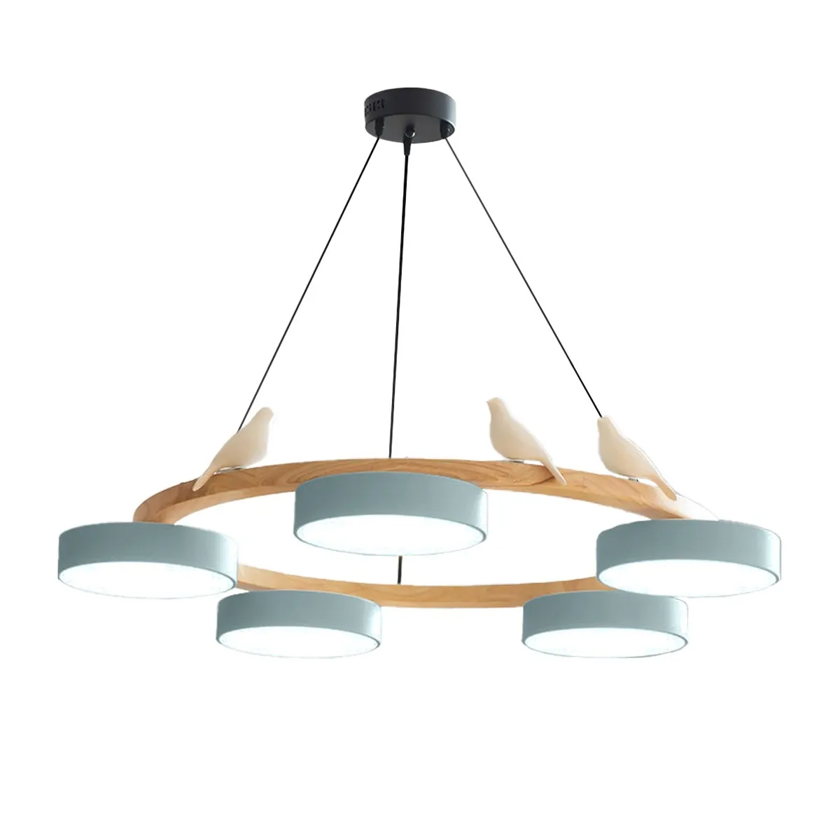 Nordic Wooden Bird Creative Round Chandelier S206