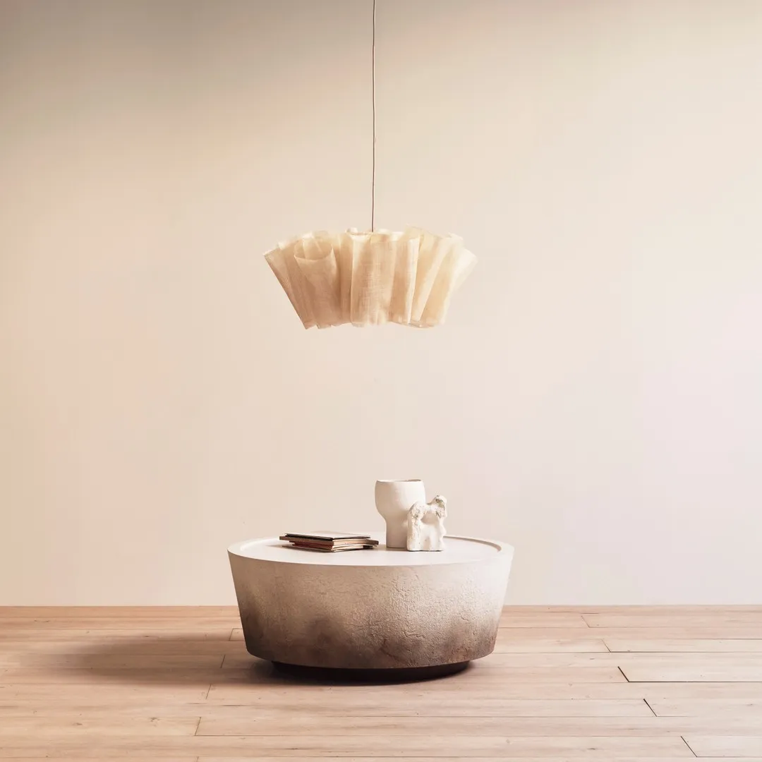 Scandinavian Pleated Fabric Pendant Light – Adjustable Hanging Lamp for Dining Room T191