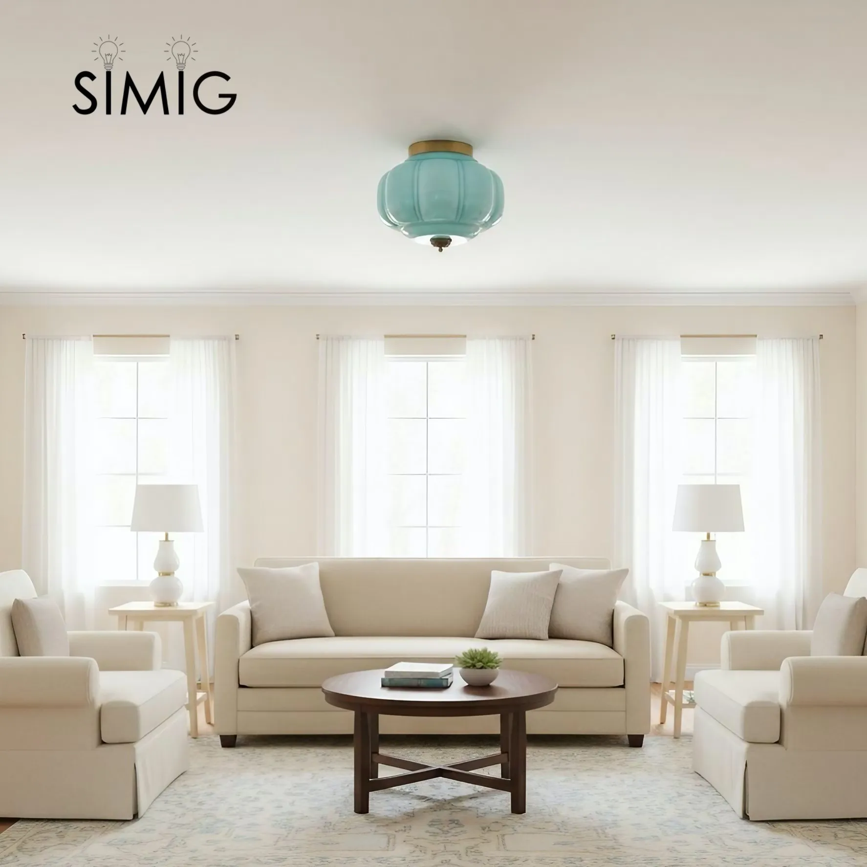 Eloise Ceiling Light - Elegant Retro Brass Ceiling Light for Living Room G55