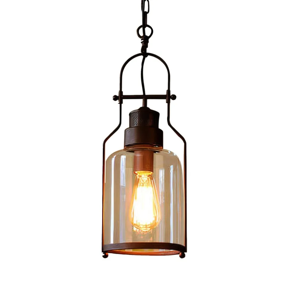 Lirra Vintage Iron Glass Pendant Lamp - Industrial Style Ceiling Lamp for Bars and Homes U20