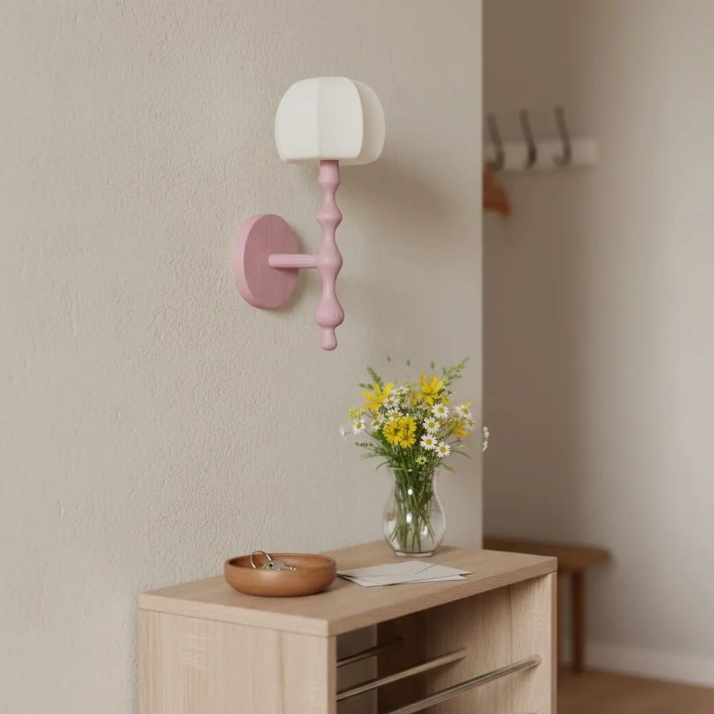 Savara Modern Curved Base Wall Light - Soft Diffused Fabric Shade for Hallways and Living Rooms T723