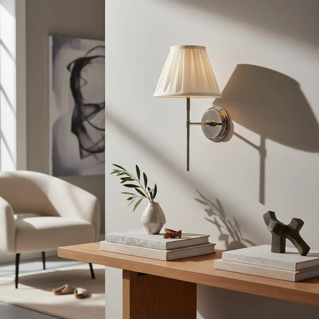 Cremaris Metal Wall Light with Fabric Shade - Timeless Sconce for Interior Lighting T1017