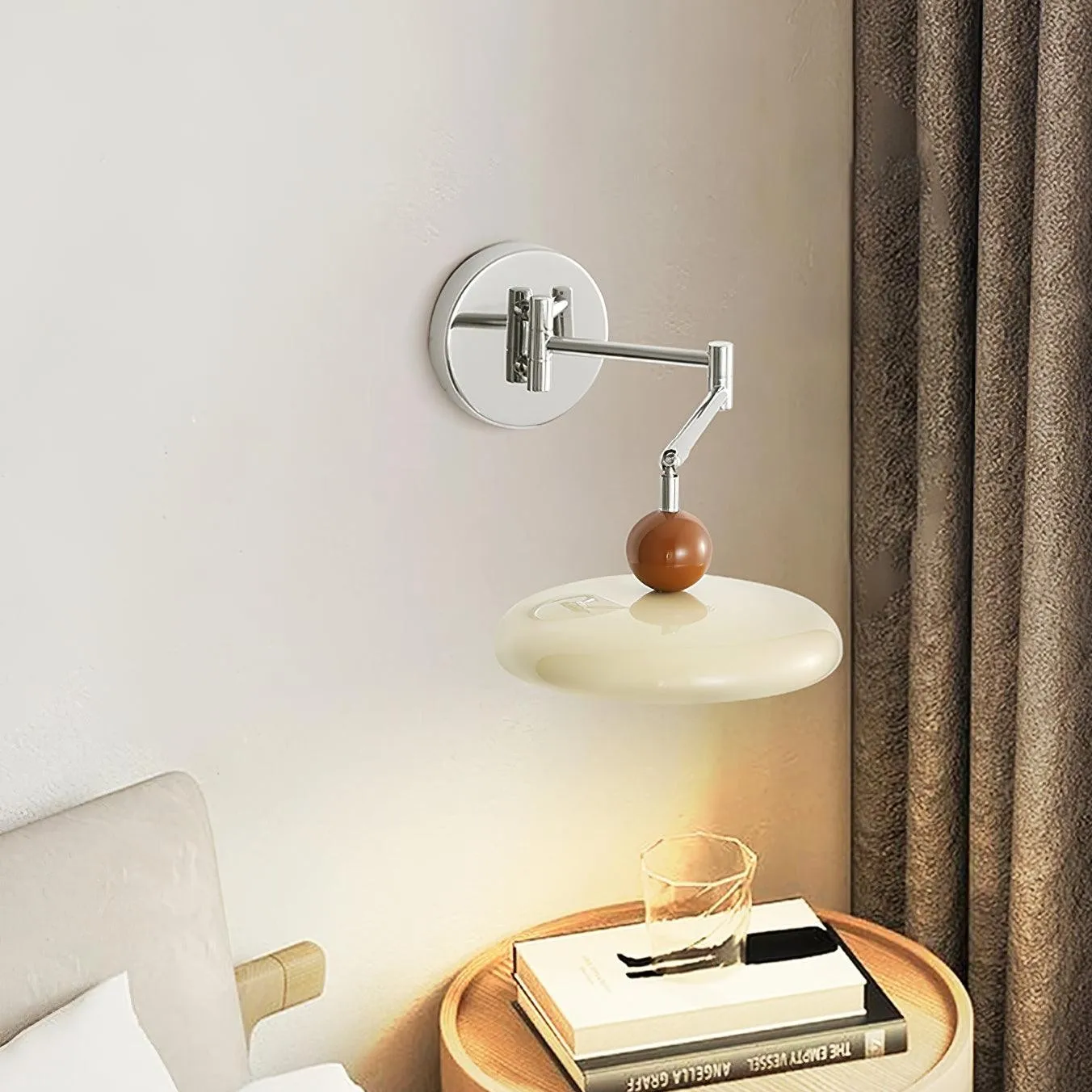 Cream Style Adjustable Swing Arm Disc Reading Wall Lamp M141