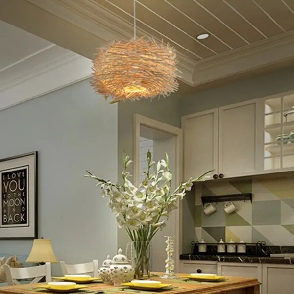 Simple Bird's Nest Creative Rattan Pendant Light