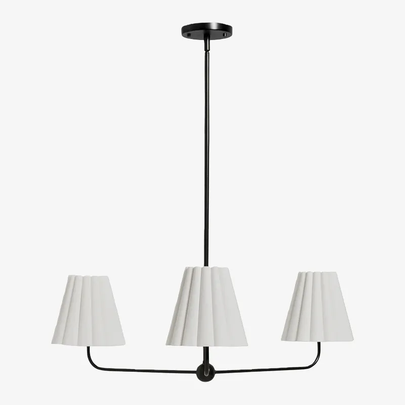 Ruffmeto Ruffled Shade Metal Frame Chandelier for Dining, Entry and Living Room T690