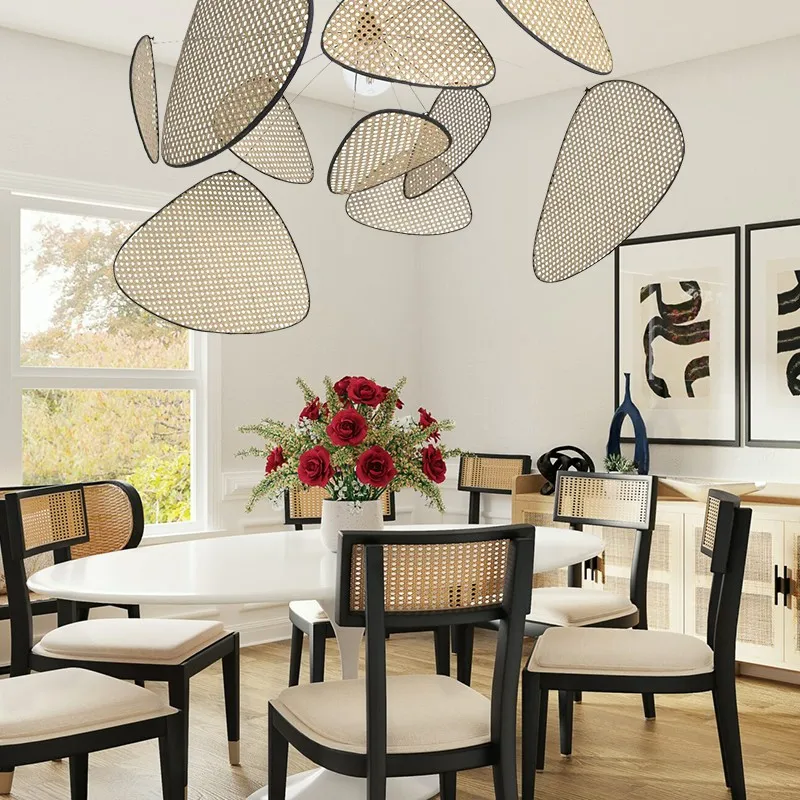 Screen Cannage Pendant Light - Woven Rattan Design for Living Room