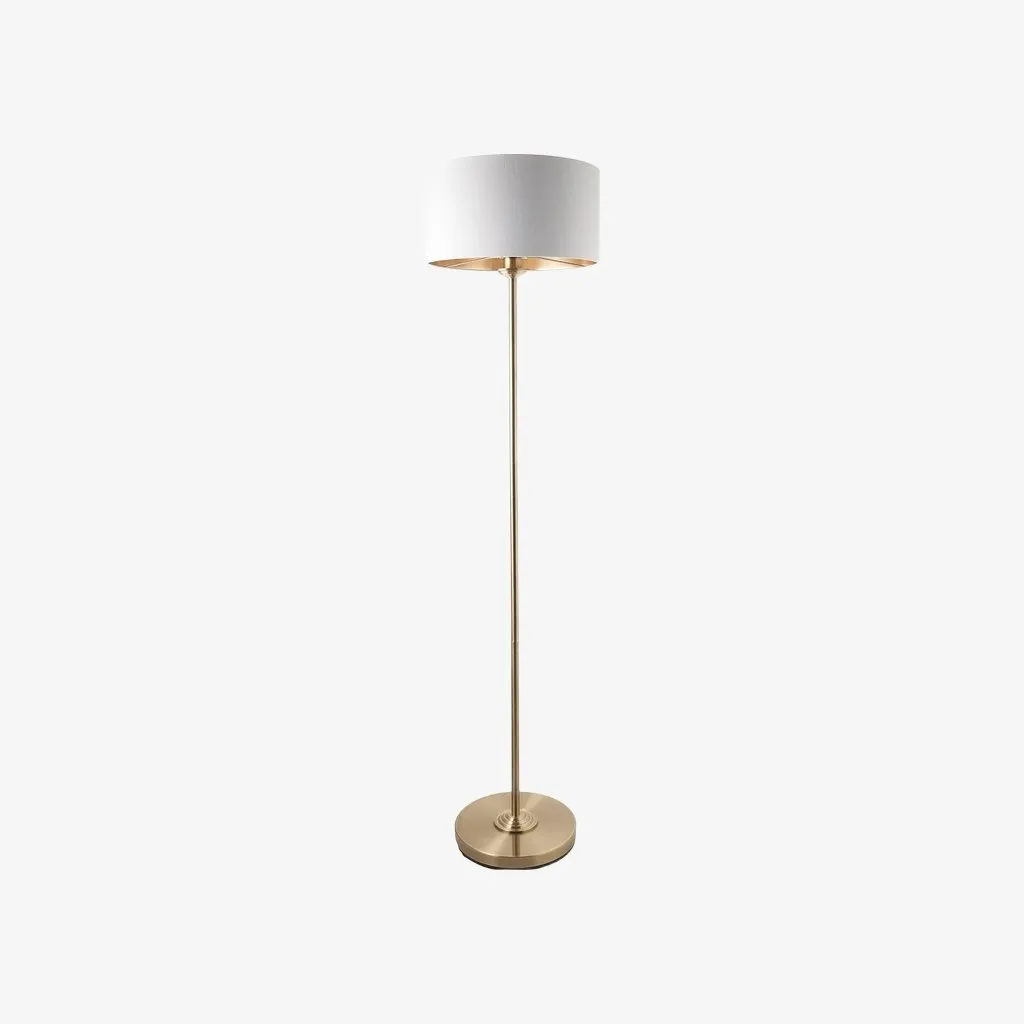 Tela Drum Shade Floor Lamp - Contemporary Fabric Standing Lamp for Home Office T1040